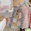 new girls' summer floral sleeveless princess dress - sweet & cute style, round neck cotton gauze dress
