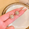 S925 sterling silver needle white zircon flower stud earrings - women's trendy, luxury, unique design, elegant and chic earrings