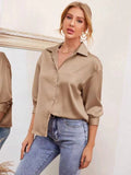 Women's cross-border e-commerce apparel:  spring/summer new arrivals -  satin comfortable casual long-sleeve shirt - in stock