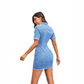 European and american summer   cross-border women's fashion sexy denim slim-fit short sleeve mini skirt