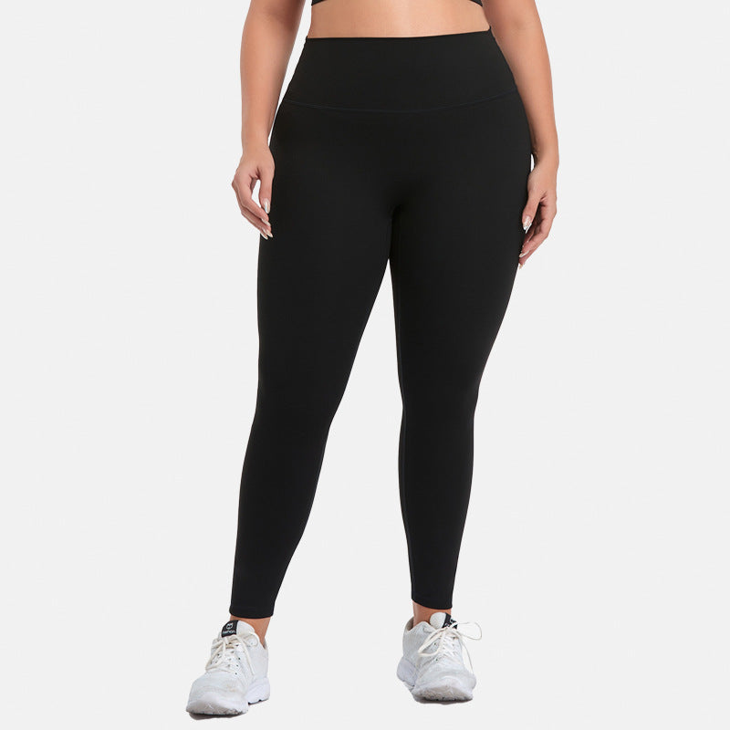 European and american plus size high-waisted tummy control yoga pants for women, triple-stitched butt-lifting elastic workout leggings, running fitness pants