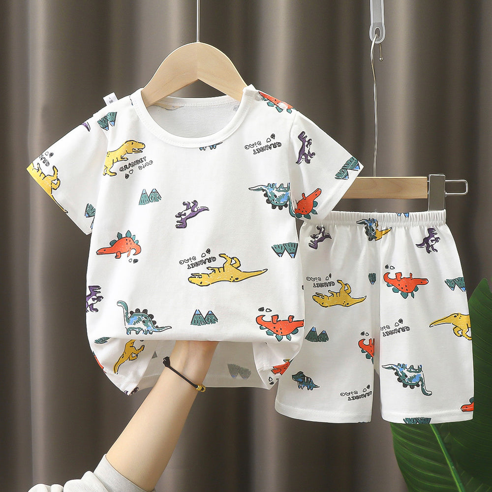 Kids' short-sleeve and shorts set - toddler & children's summer pure cotton underwear - boys' & girls' crew neck t-shirt