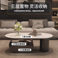Cream style oval slate coffee table casual living room accessible luxuryfor homemodern combination new arrival small apartment coffee table