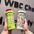 High-style, affordable luxury coffee thermos. large capacity water bottle made with 316l stainless steel, perfect for home use. features a thickened, cartoon-themed straw