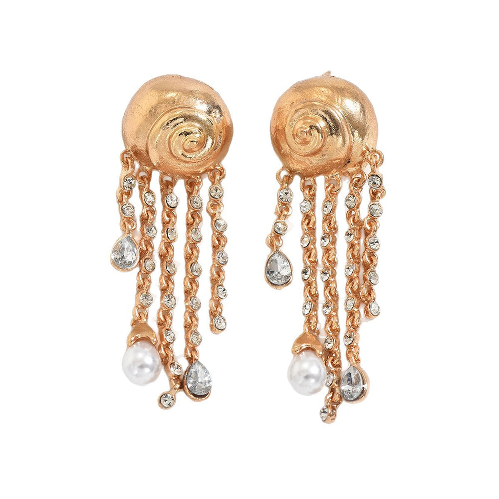Fashion cross-border heavy industry diamond-encrusted long tassel earrings stylishaccessible luxuryniche stylesense of design thread imitation pearl earrings