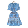 Luxury chic: women's summer midi dress - exquisite cutout embroidery, unique and elegant