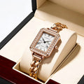 New square diamond-accented quartz watch - elegant, business-ready, and unique bracelet watch for women. a stylish timepiece