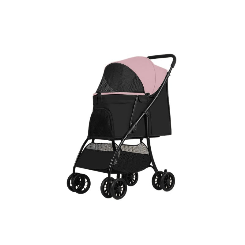 Pet stroller - lightweight & foldable for small to medium dogs & cats - one-click fold, large capacity