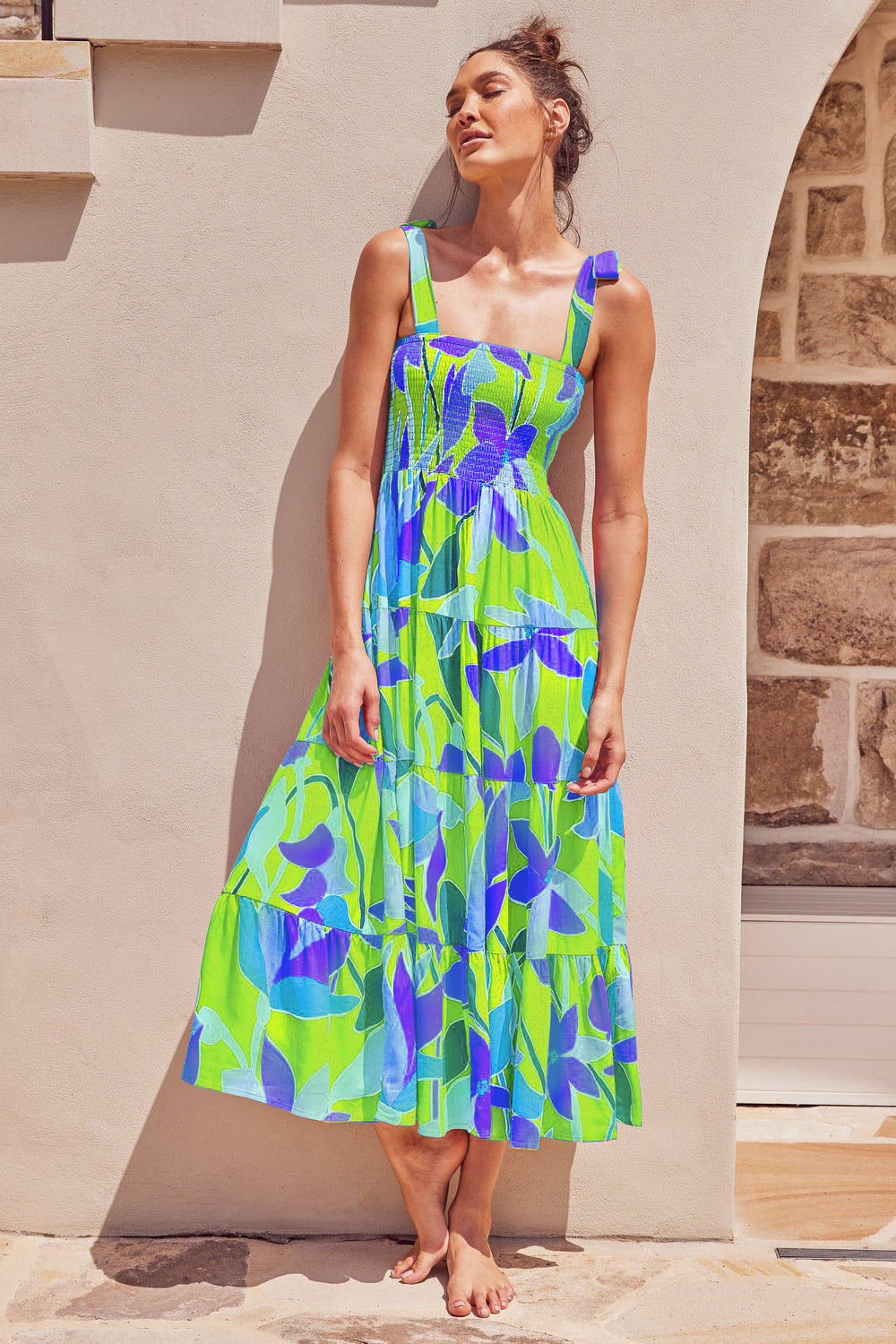 cross-border fashion summer women's  commuter sleeveless spicy girl print long slip dress
