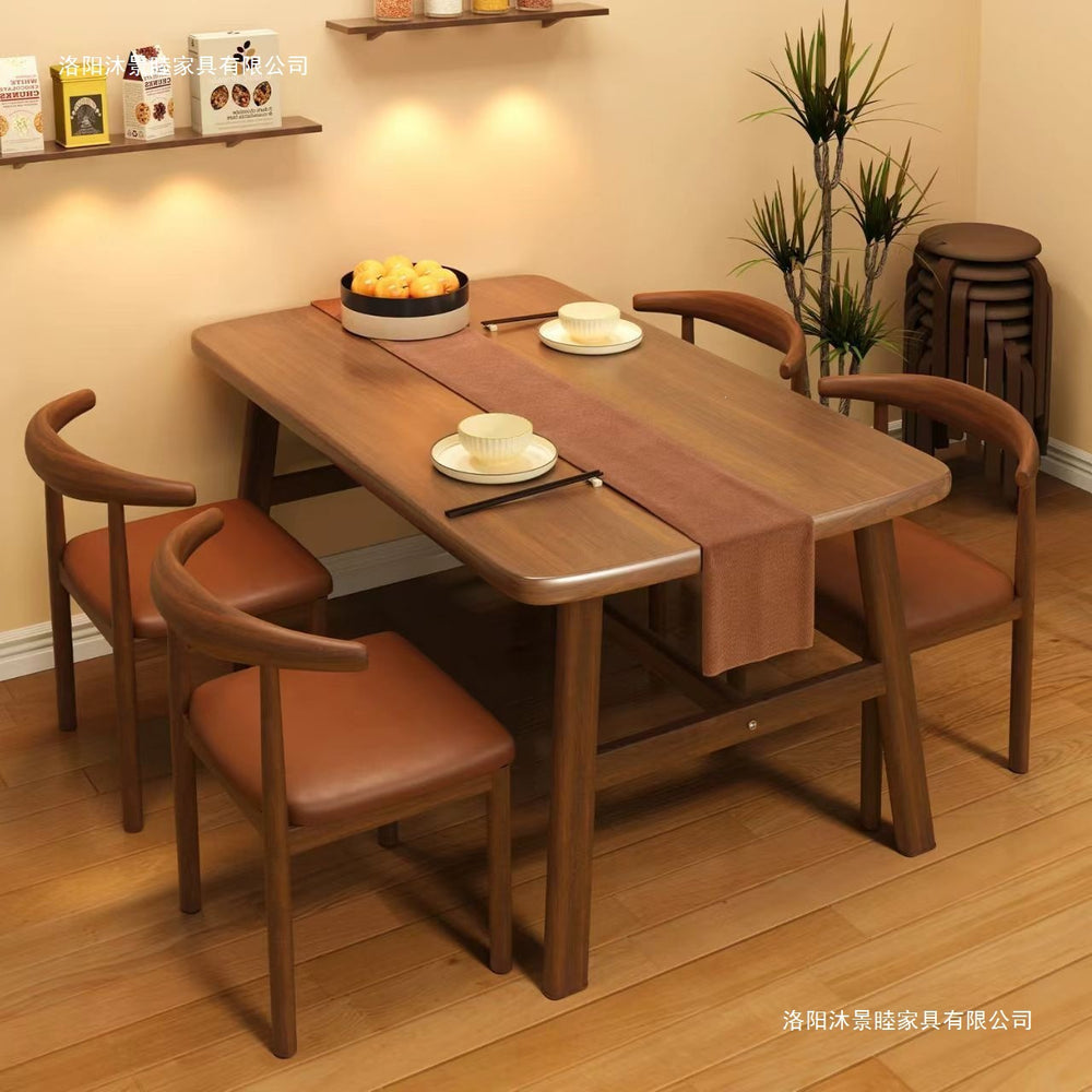 Dining table and chair combination small apartment for home rectangular table and chair commercial breakfast shop dining table and chair fast food restaurant iron horn chair