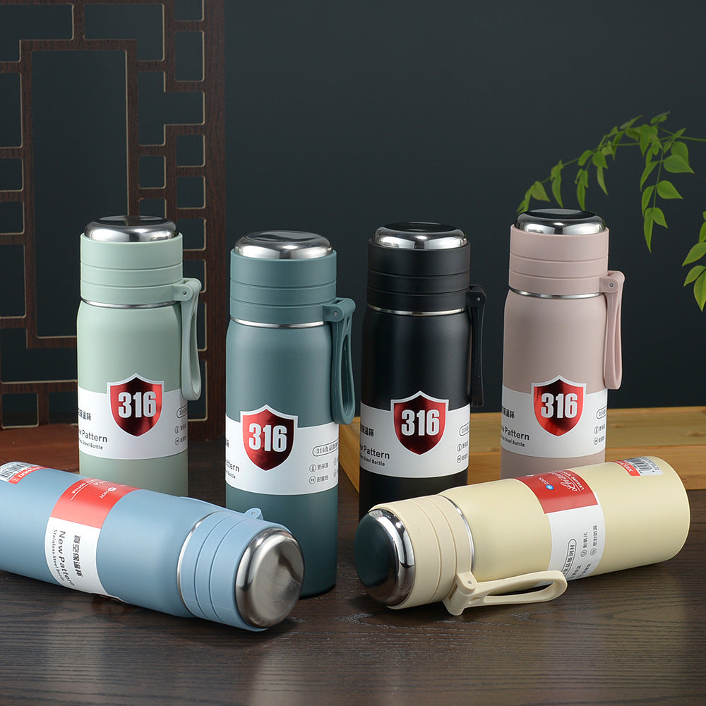 316 handle cup wholesale portable tea cup tea water separation large capacity car water cup full steel lid gift logo