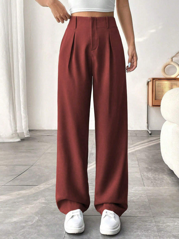 Ready-to-ship european and american style  commute-friendly, slimming, spring/summer high-waisted wide-leg pants - versatile casual suit pants/trousers