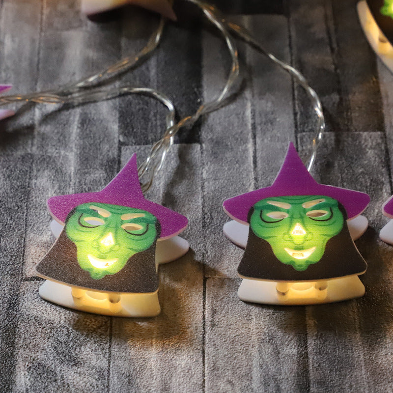 Cross-border Halloween LED witch ghost small lantern decorative light string ghost festival decorative pendant flashing light manufacturer customization
