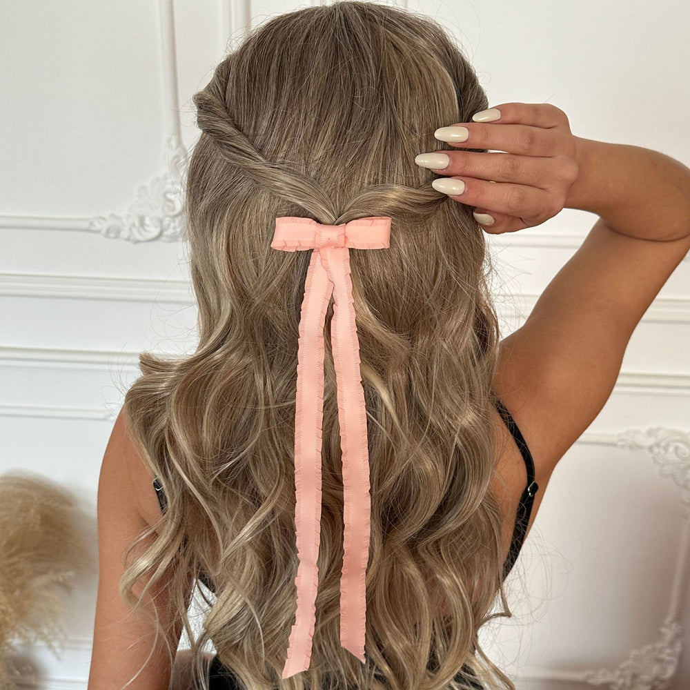 Wholesale bow headbands: european and american cross-border girl's hair accessories - sweet, minimalist, high-end ruffle long flowing headband