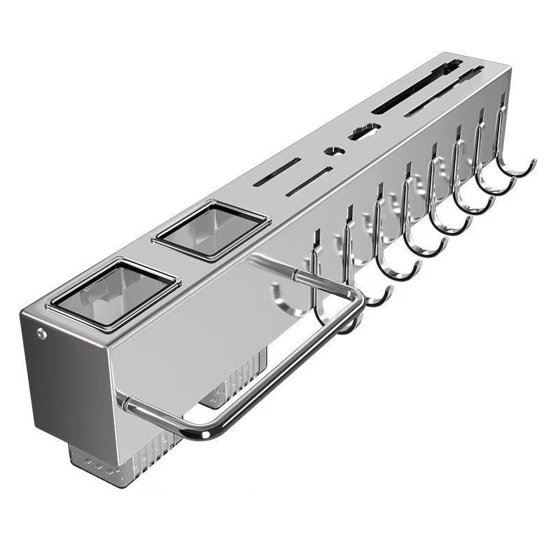 Stainless steel knife holder Kitchen knife rack No punching Multifunctional kitchen knife chopsticks storage rack Wall hanging knife holder
