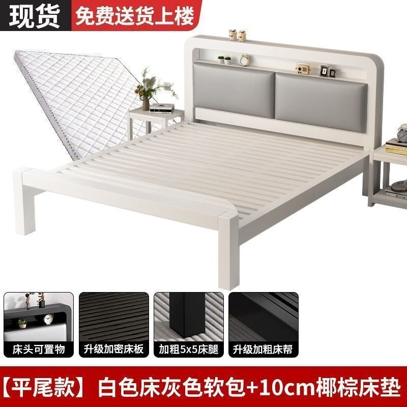 Iron frame bed double bed for home1.5 iron bed reinforced thickened1.8 economical kids single bed iron bed bedroom