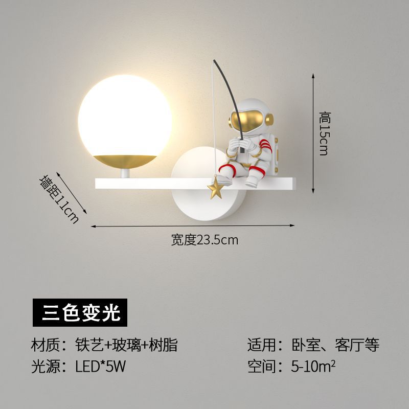 Wall lamp bedroom bedside wall lamp creative casual modern kids room moon astronaut living room popular wall lamp