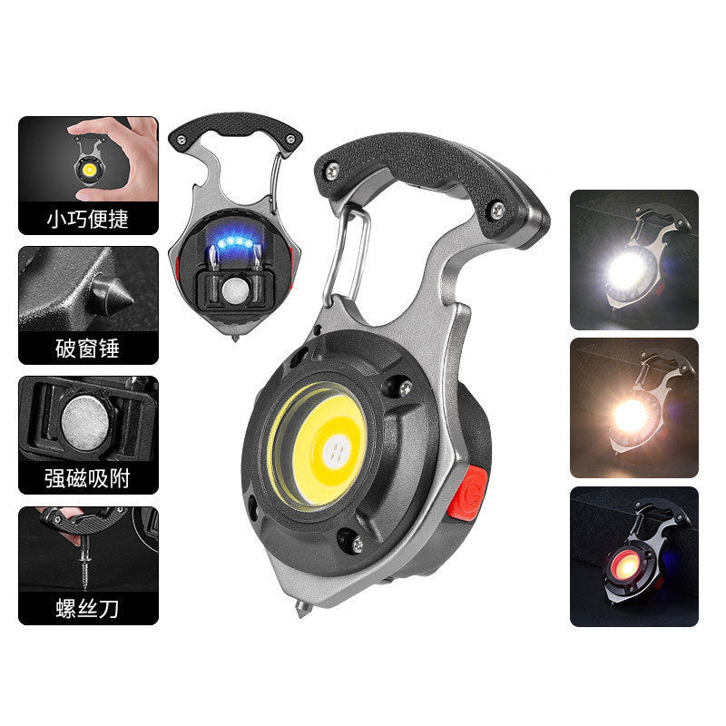 Cross-border multifunctional mini keychain light Portable strong light and strong magnetic outdoor keychain work light Rechargeable flashlight