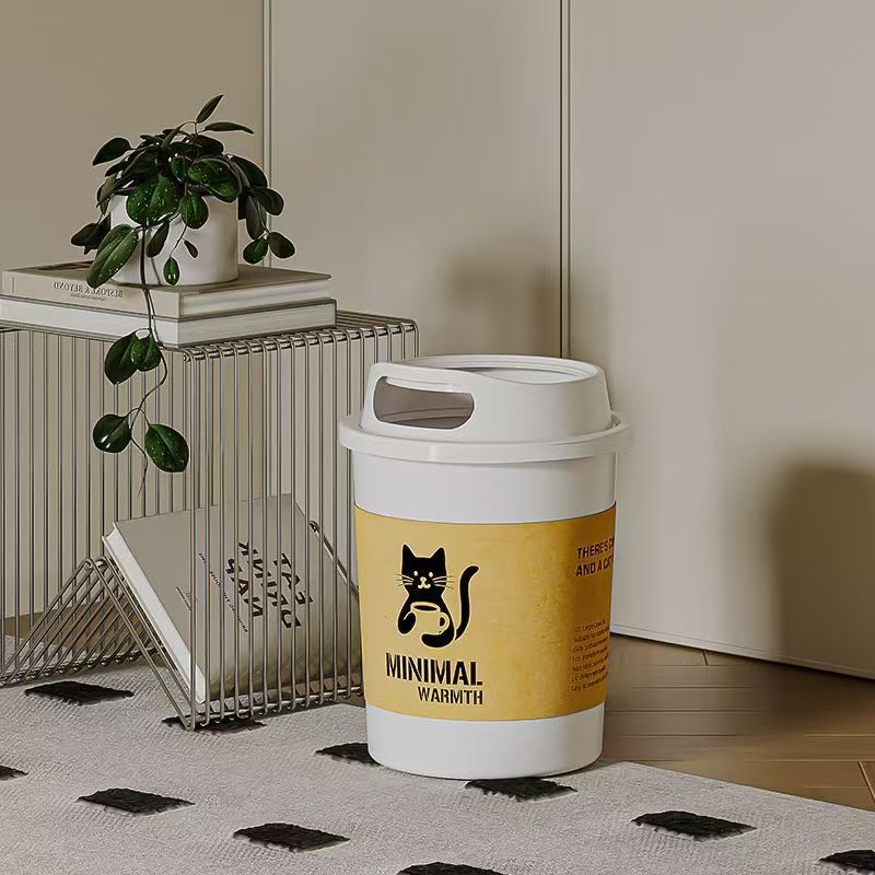 Original creative ins style coffee milk tea cup trash can large capacity lidless living room bedroom garbage basket