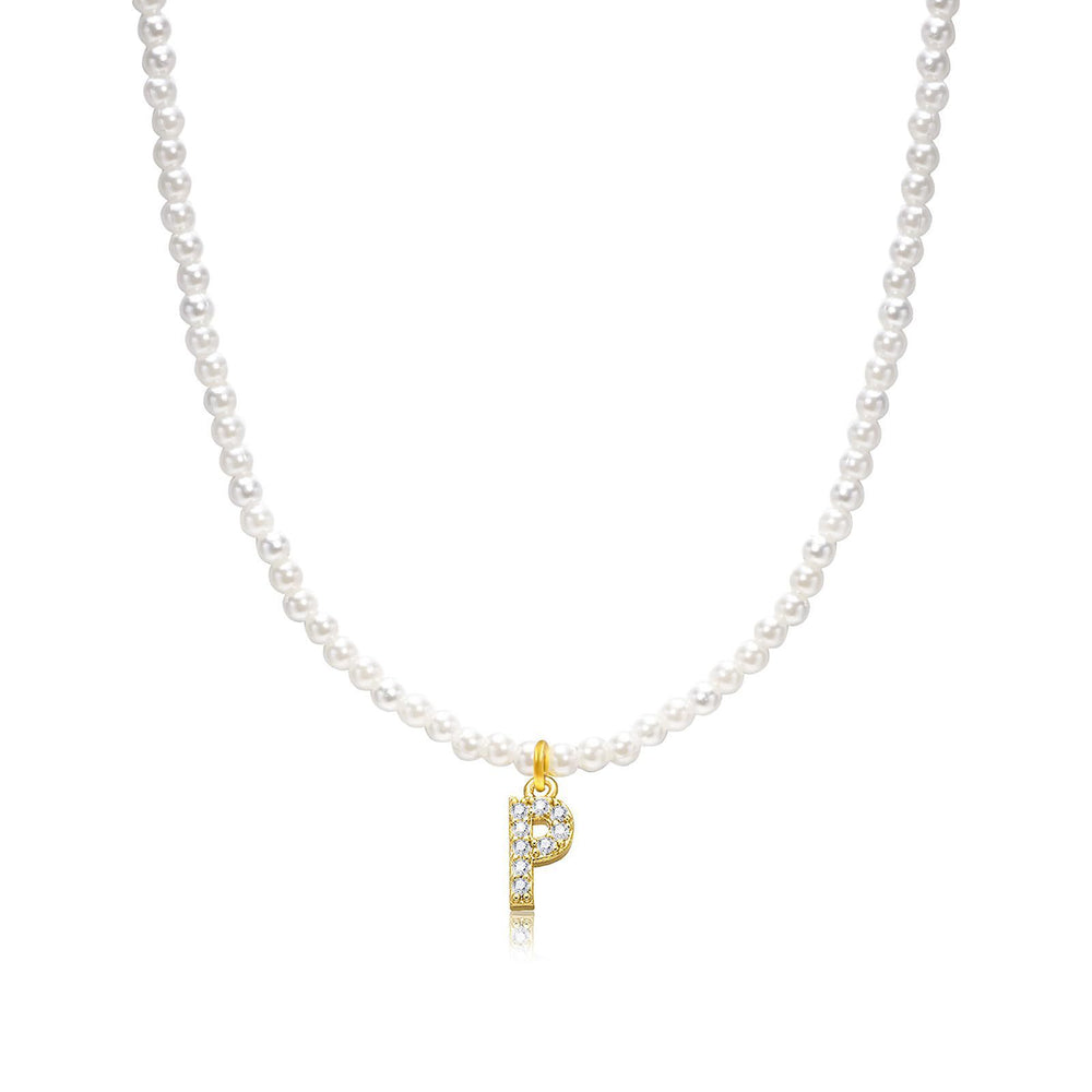 new arrival imitation pearl necklace niche style design 26 english letter pendant necklace classy sense collarbone chain necklace
