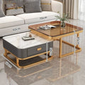 Accessible luxury coffee table living room for home modern casual small apartment popular square glass slate tv cabinet combination coffee table