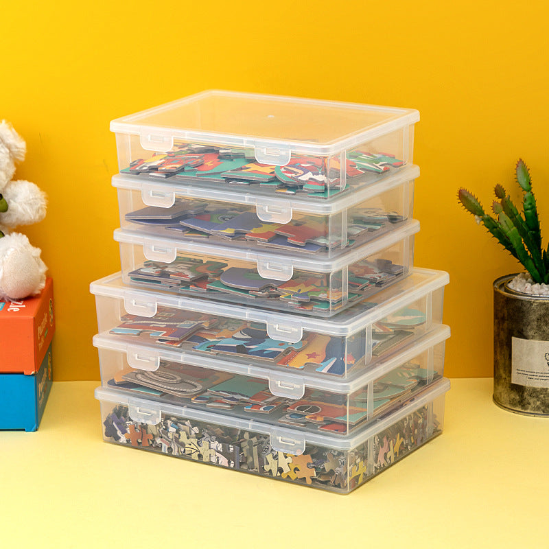 Desktop storage box Plastic with lid Children's transparent puzzle storage box Lego building block picture book toy storage box