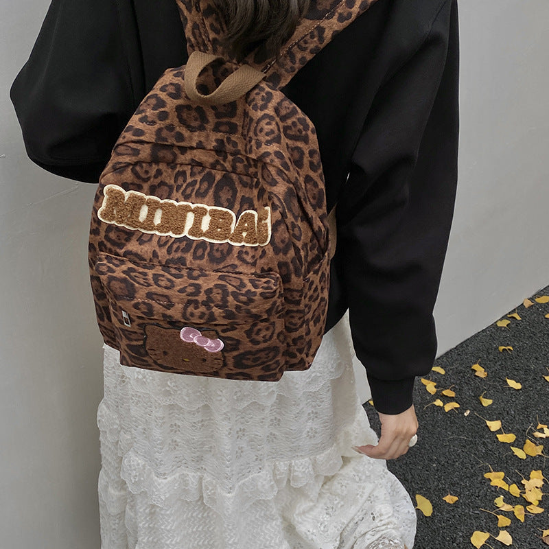 Fall and winternew arrivalretro leopard print backpack large capacity travel storage backpack classyeasiest for match student class bag