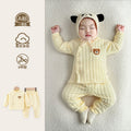 Baby clothes autumn winter quilted heattech clothing suit high waist belly protection baby autumn clothes long underwear close-fitting bottoms