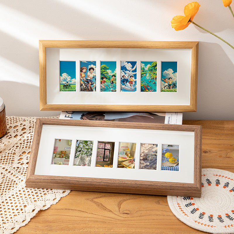 Nordic wooden multi-grid shell specimen photo frame 6-hole hollow table handmade DIY three-dimensional cardboard decorative ornament