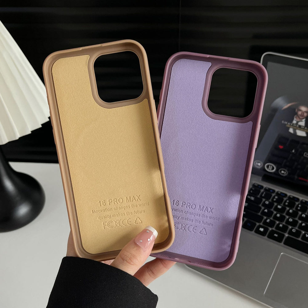 Matte tpu magnetic compatible iphone 17 pro max phone case, solid color 16 with velvet interior, apple 15 official style case