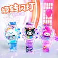 Kids' gift girls' electronic watch - stellalou, kuromi, hello kitty glitter luminous music flip cover rotating watch