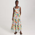 2025 summer amazon fashion new sleeveless collarless high waist plant printing women's large swing suspender dress