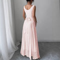 Pink u-neck sleeveless tank dress - women's summer slim fit lace a-line maxi dress with a chic, edgy design