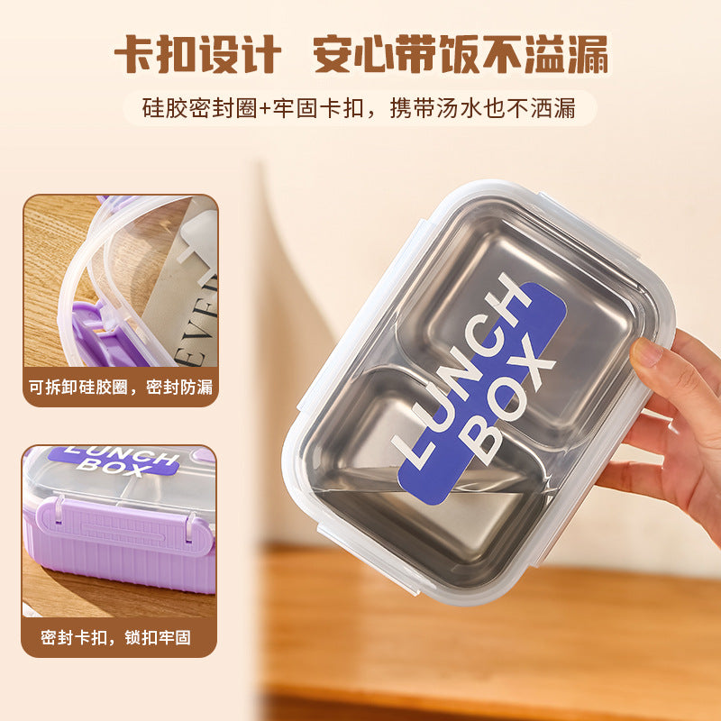 student lunch box office worker 304 stainless steel compartment lunch box portable single-layer stainless steel lunch box