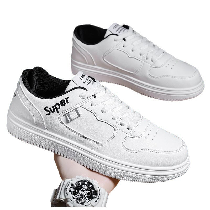 Men's white sneakers: spring versatile breathable athletic shoes, trendy skate shoes, casual shoes for men