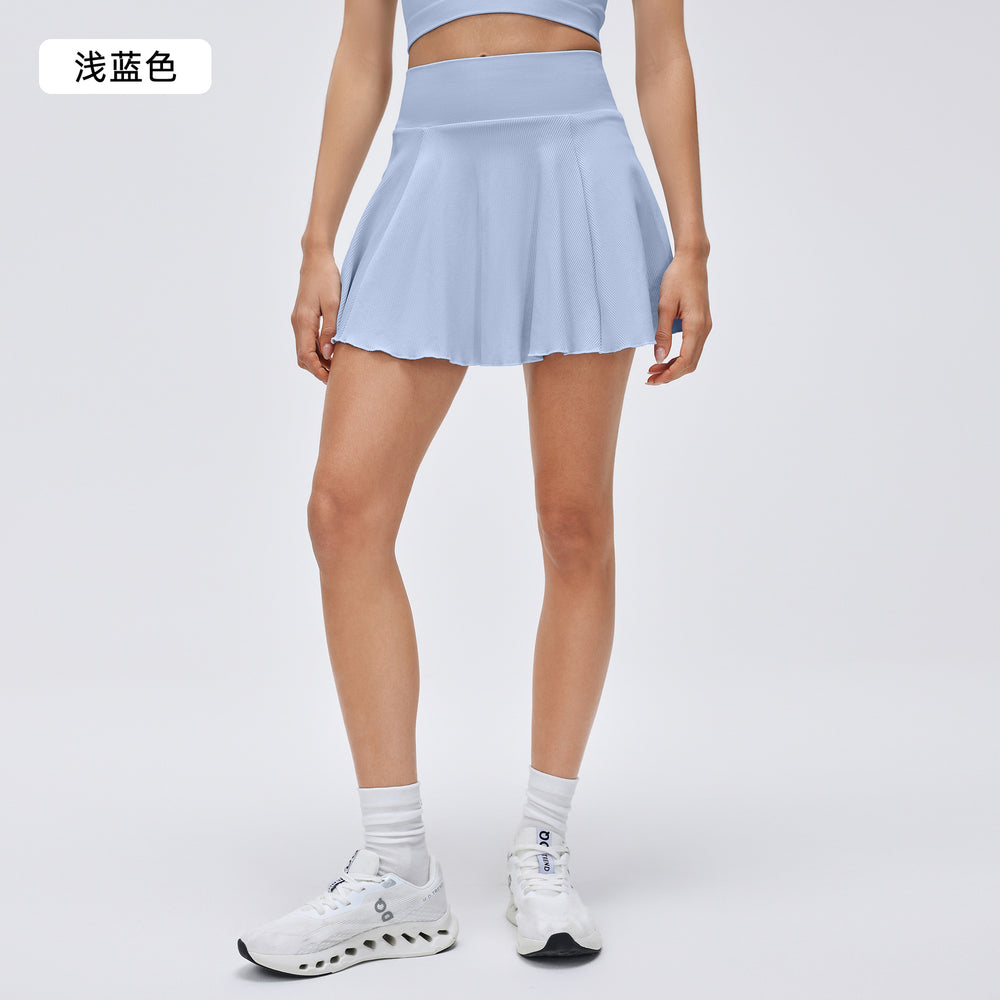 Spring/summer two-piece tennis skirt - quick-dry, breathable, fitness pleated skirt - solid color, versatile sports mini skirt for women - d26079