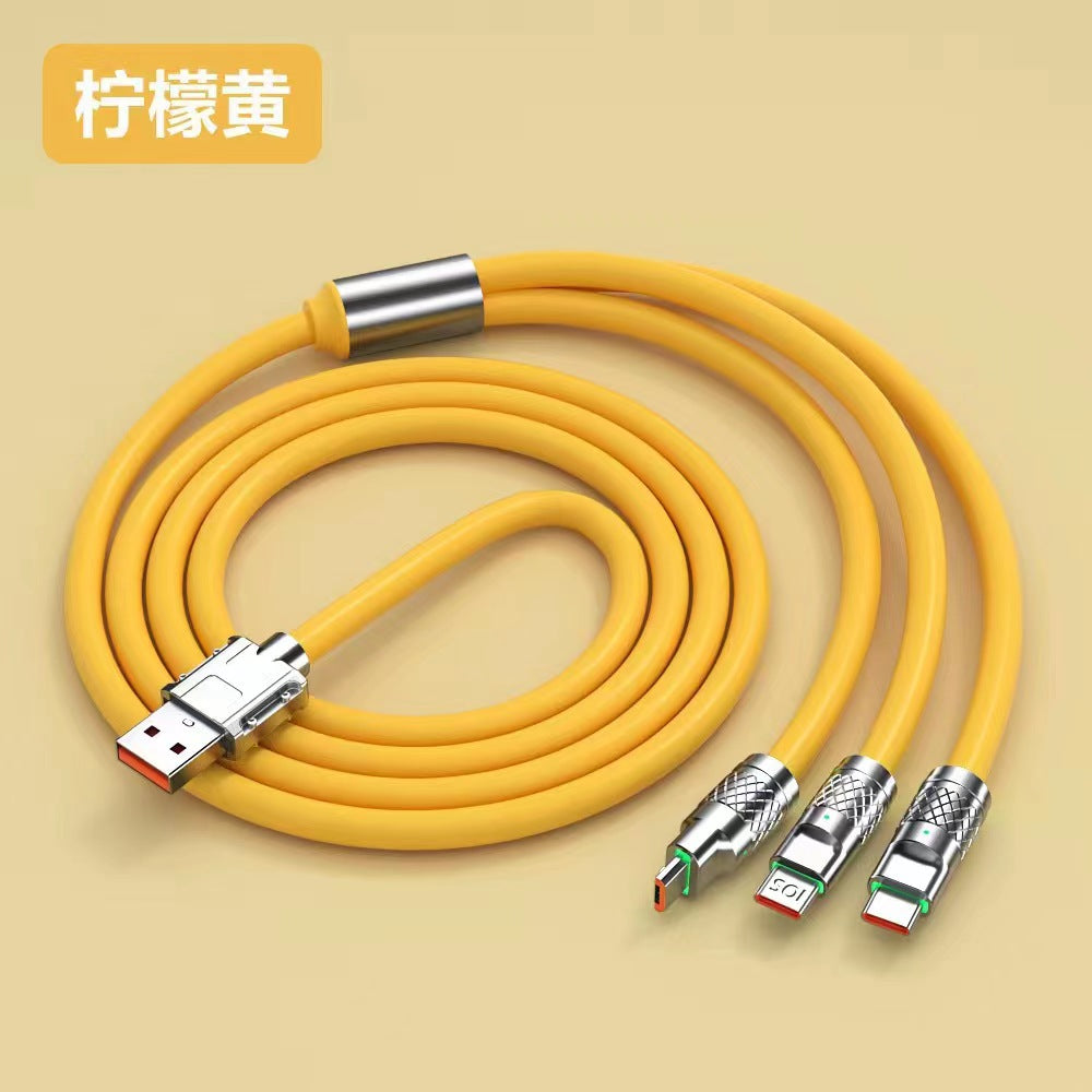 120w zinc alloy 3-in-1 super fast charging cable - compatible with huawei, apple, and android devices - wholesale direct from factory