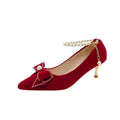 Red wedding shoes for women, spring 2023 new collection, bridal shoes, chunky heel toasting shoes, comfortable for pregnant women, convertible style
