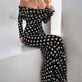 cross-border e-commerce european and american women's clothing: new summer collection - vintage polka dot off-the-shoulder bodycon maxi dress 661