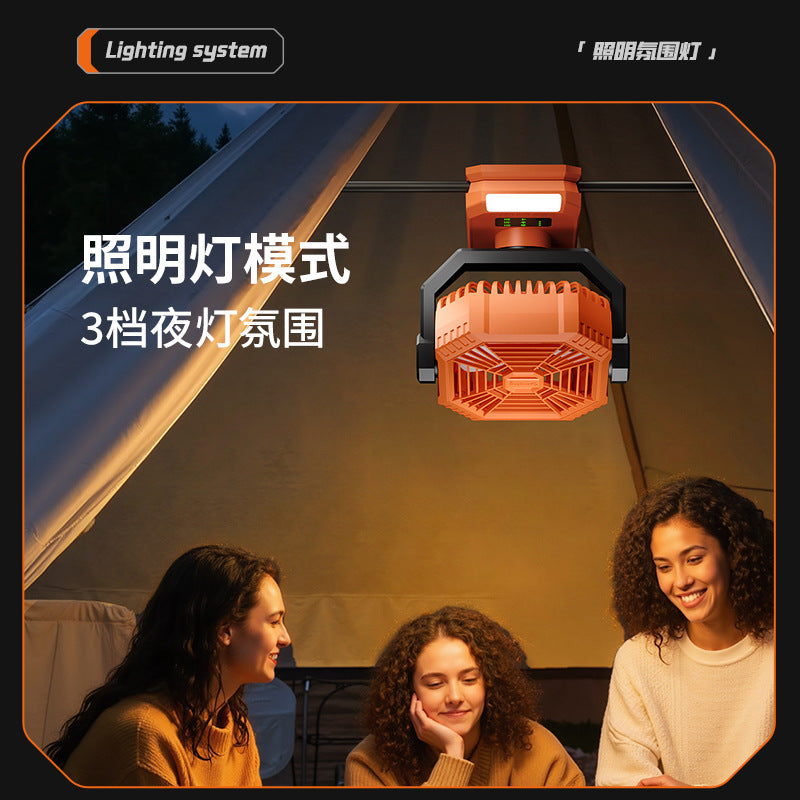 Cross-border new camping fan rechargeable fishing lighting dormitory outdoor camping clip fan portable