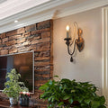 American retro wall lamp - cordless charging, solid wood, french style for living room, bedroom, bedside, hallway, stairway, candle wall sconce