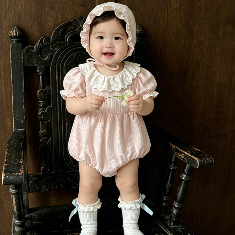 Newborn baby summer clothes - lightweight & adorable: baby girl romper, summer princess style, perfect for first birthday & 100-day celebration - bodysuit set