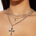 Hip-hop choker wholesale, european and american cross-border jewelry, multi-layered stacked cross pendant necklace, women's high-end collarbone chain