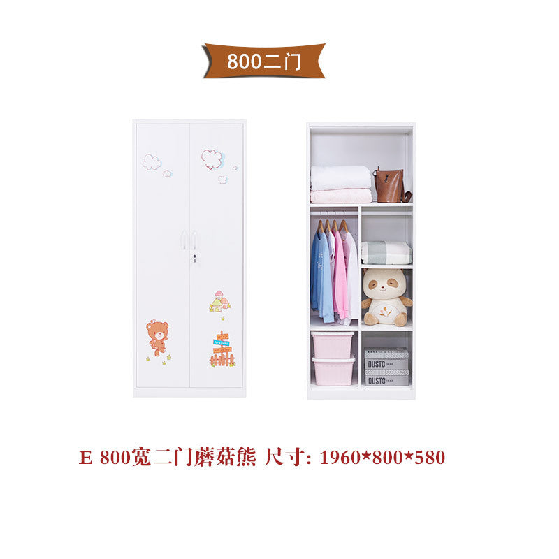 Household metal wardrobe  popular bedroom iron wardrobe simple balcony storage cabinet formaldehyde-free children's wardrobe