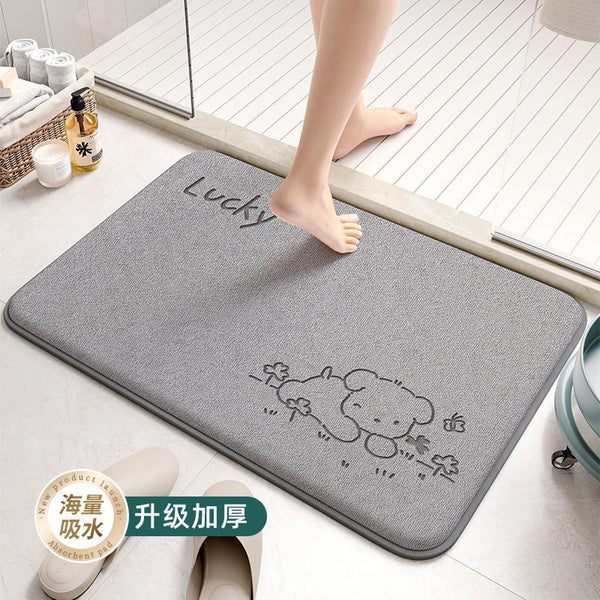 Thickened memory cotton floor mat, bathroom floor mat, non-slip door mat at the door, cartoon dirt-resistant leave-in mat