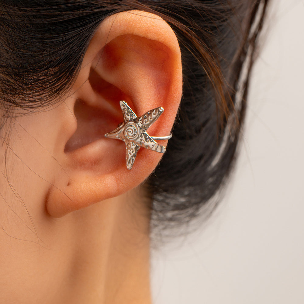Gold earrings wholesale 2025 new european and american cross-border alloy jewelry niche accessible luxury starfish earrings women's ear cuff