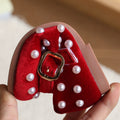 Vancahao girls' french round-toe flats with pearl detail -  spring new collection, soft sole, single strap, flat shoes