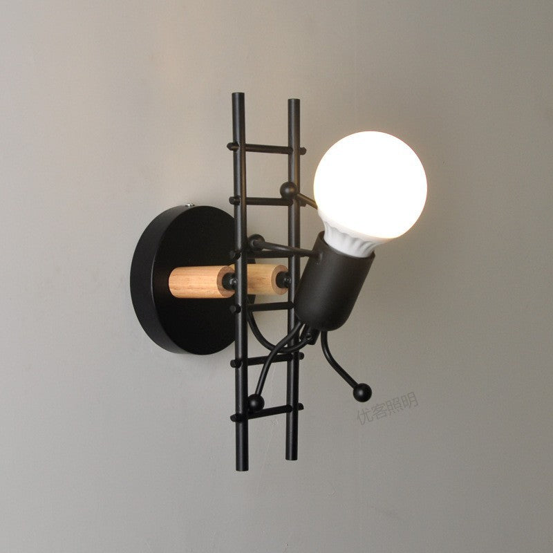 Cross-border  American industrial wind climbing stairs wall lamp creative bedroom bedside wall wrought iron villain wall lamp