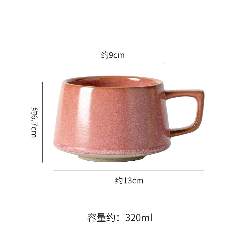 Vintage japanese-style stoneware office afternoon tea milk coffee mug - unique ceramic mug, teacup, wide-belly water cup