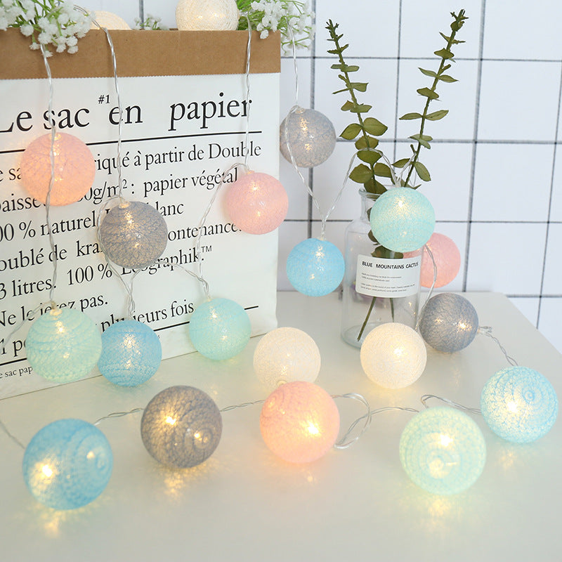 Cotton thread ball lamp Christmas decoration led small lantern string room bedroom wedding arrangement battery box lantern string